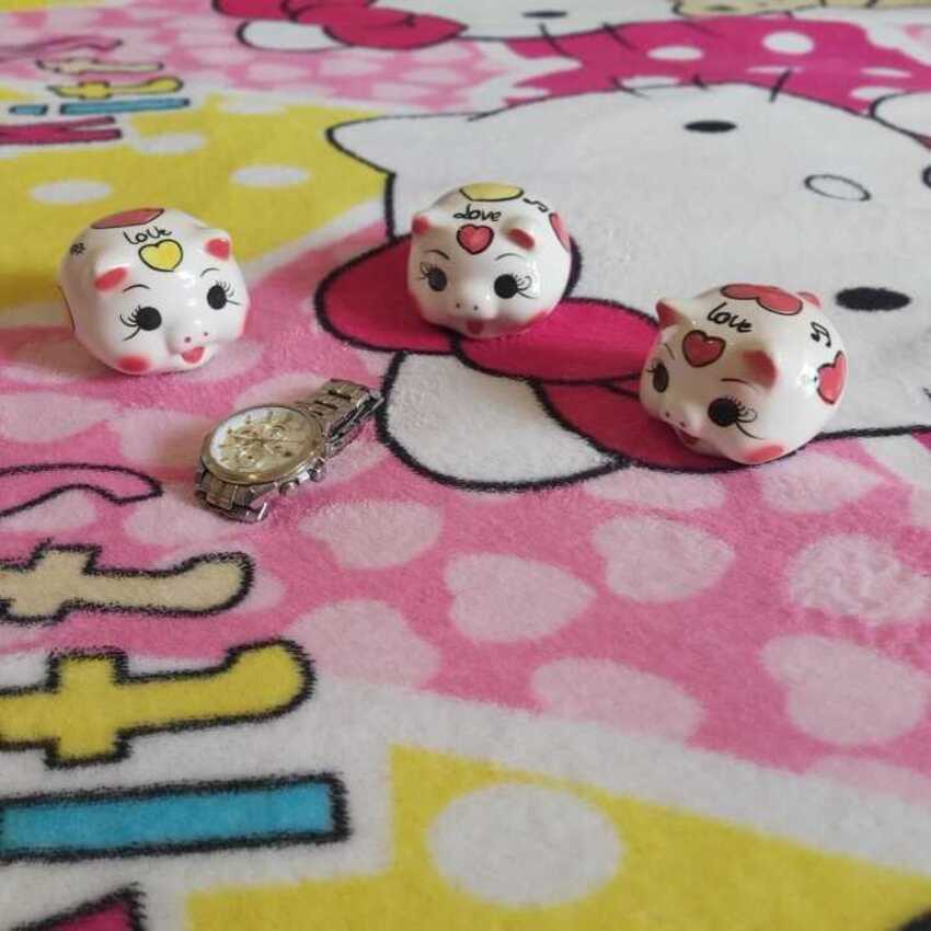 Terracotta Pig mini – Milky color - Saving money - decorating House – combo 3 pigs