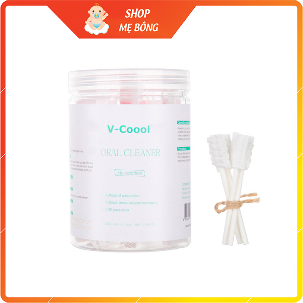 Hộp rơ lưỡi cho bé V-Coool, hộp 30 que (1 đầu rơ lưỡi)