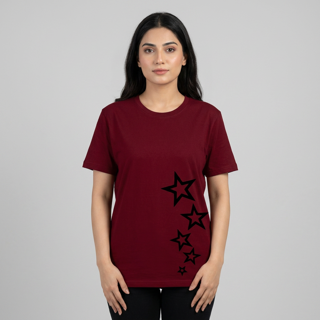 next brand Half Sleeve Chinese Printed Microfibre Tshirts for girls and Women