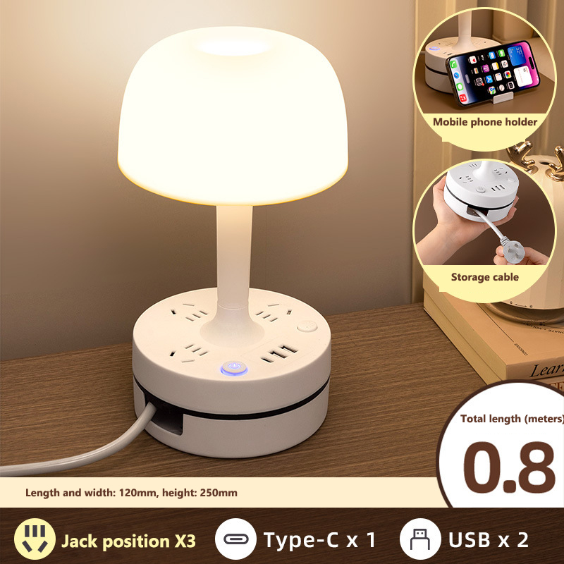 Tri-color table lamp Bedroom bedside lamp Socket lamp Night light 1 .8m line length Eye protection lamp Bedroom lamp cute Plastic