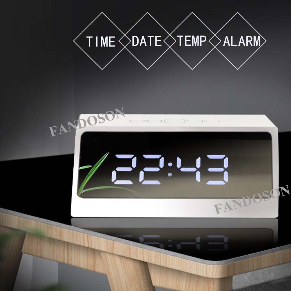 Table Clock With Led 【New arrival】New design LED Mirror Digital Table Clock Temperature Date ...