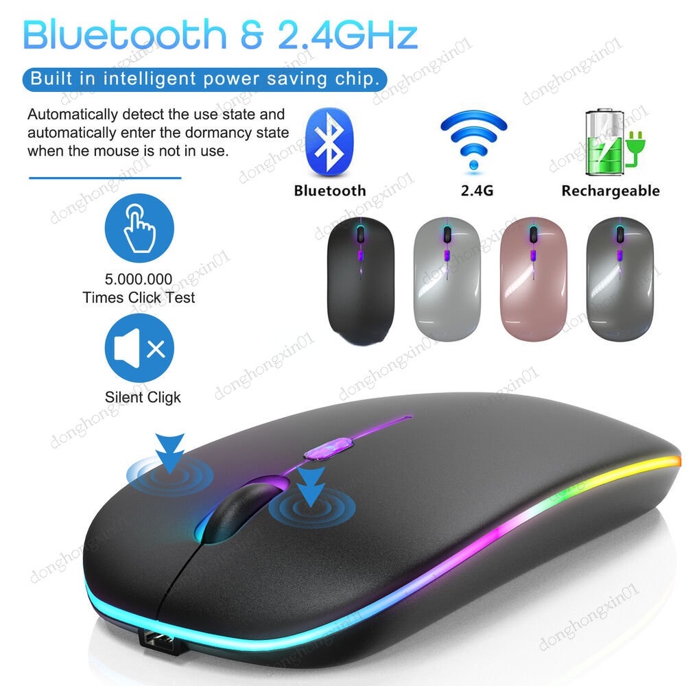 Chuột không dây Bluetooth 2.4Ghz Receiver quang học điều chỉnh được chuột có thể sạc lại cho Samsung Galaxy Tab S9 FE S9 cộng với Ultra S7 FE S8 Plus Tab A7 A8 10.5
