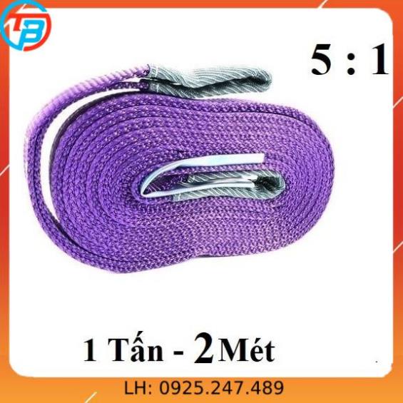 Dây cáp vải cẩu hàng 1 tấn - bản 25mm - hệ số 5:1 - 2 mét cáp thép thái bình vinàn