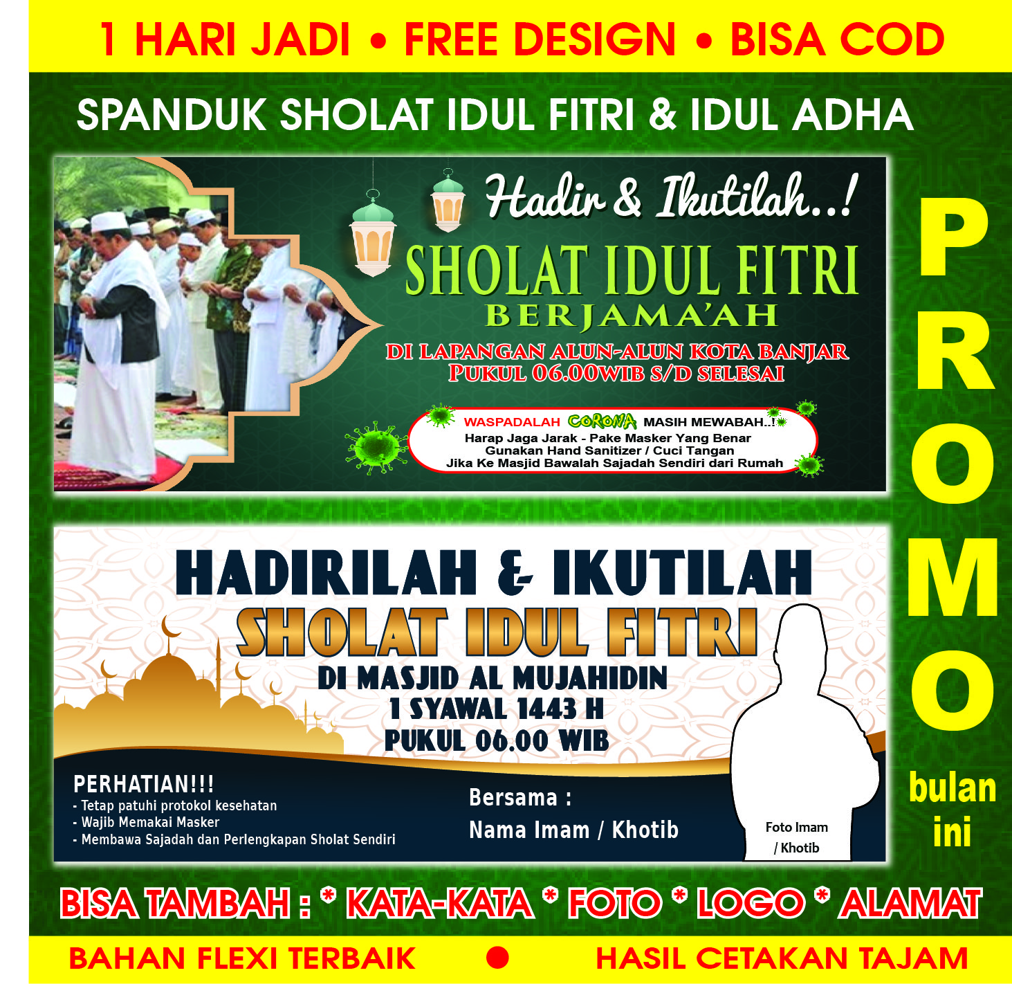 SPANDUK SHOLAT IDUL FITRI / IDUL ADHA (FREE DESIGN SESUAI REQUEST ...