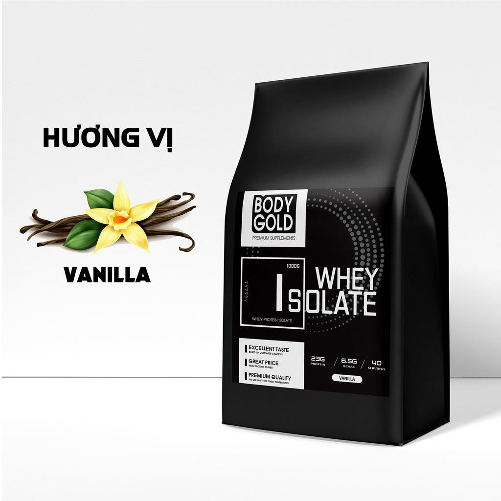 Sữa tăng cơ - giảm mỡ - whey protein isolate bodygold túi 1kg + tặng bình lắc shaker 700ml