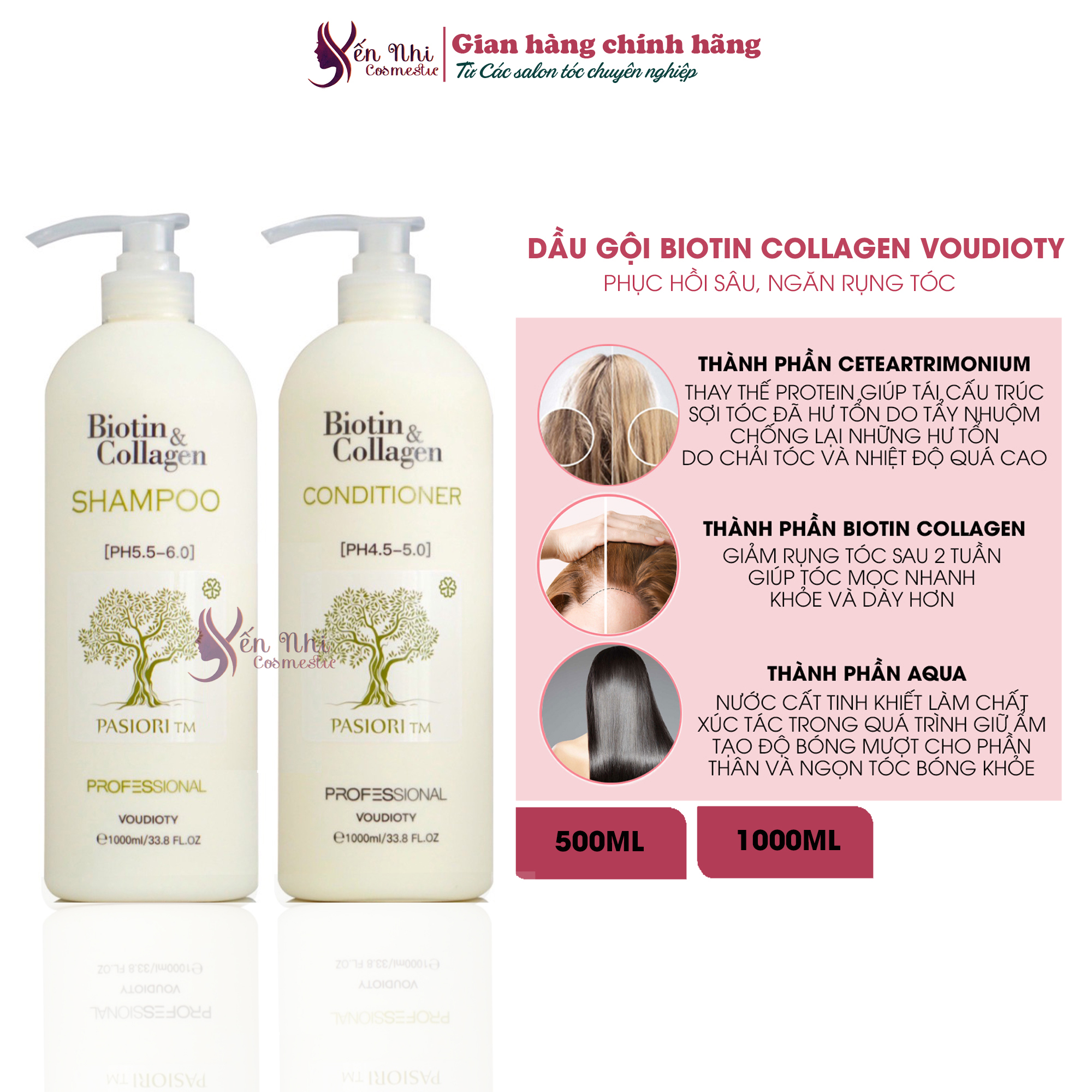 Dầu gội biotin voudioty ngăn rụng tóc cho nam nữ dầu gội biotin collagen phục hồi siêu mượt chính hãng, Mỹ phẩm tóc yến nhi DG01 thumbnail
