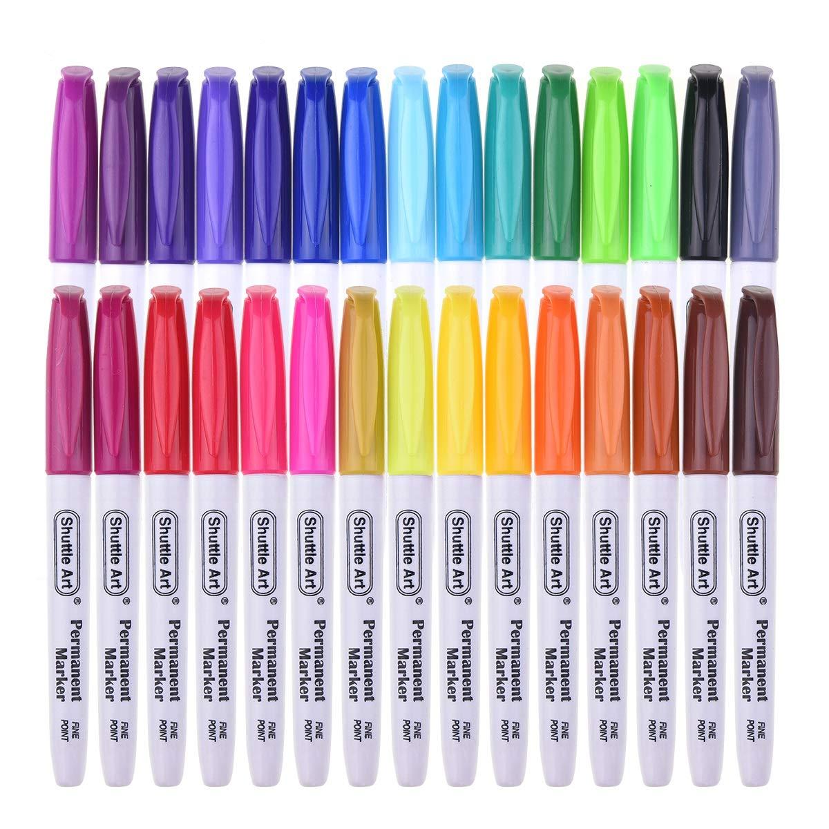Works on Plastic,Wood,Stone,Metal and Glass for Doodling Marking Permanent Markers,Shuttle Art 50 Pack Black Permanent Marker set,Fine Point