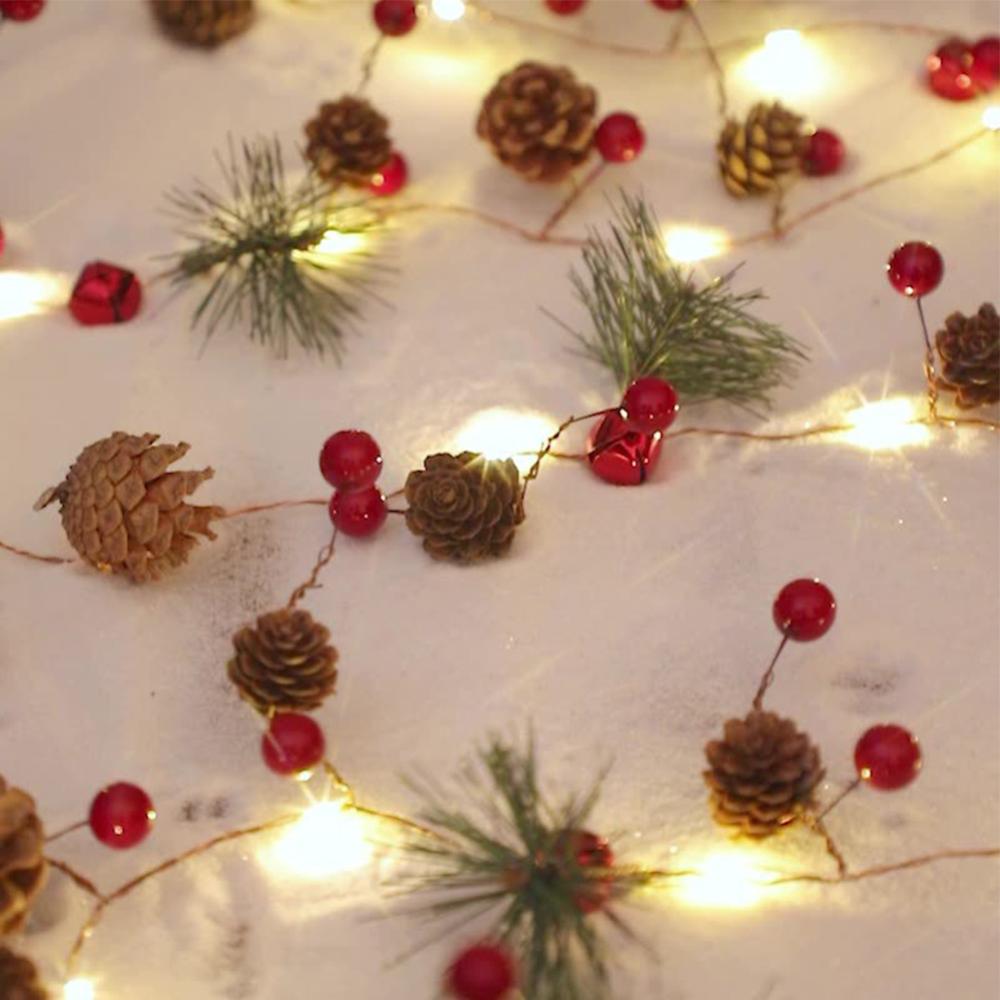 Christmas String Lights 2M Christmas Pine Cone LED String Light Decor Battery Operated Warm White Lights Xmas Home Decor
