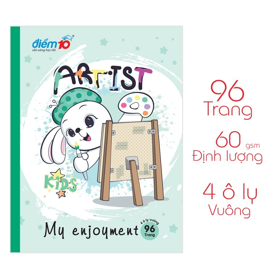 Combo 5 tập / 10 tập học sinh 96 trang 4 ô ly 60 gsm điểm 10 thiên long tp-nb039