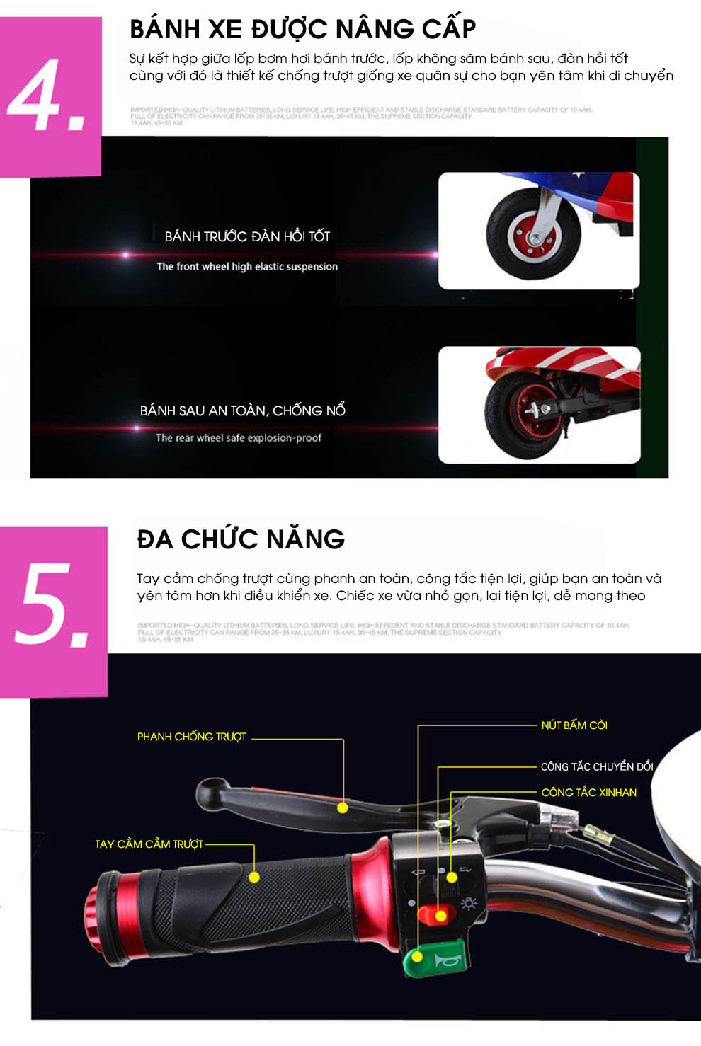 Xe Điện Gấp Gọn Mini E-SCOOTER bánh 8inch (Có Giảm Sóc Trước/ Tặng Ghế Em Bé/ Ác Quy 24V-12A)