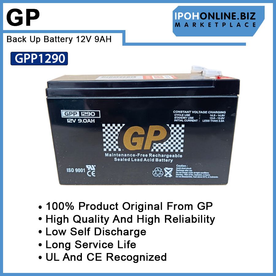 GP Back Up Battery 12V 9AH Rechargeable Sealed Lead Acid VRLA Battery ...