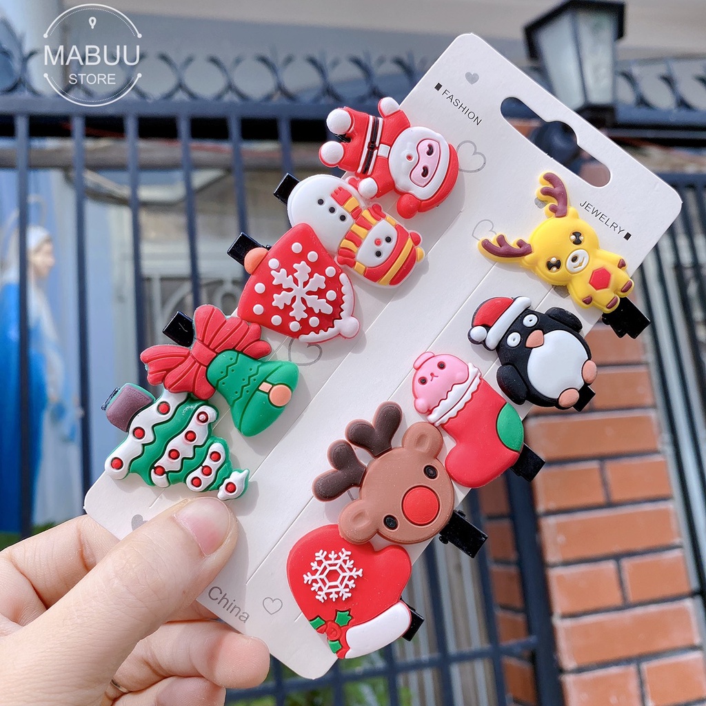 Set 10 Kẹp Tóc Giáng Sinh Đáng Yêu Cho Bé