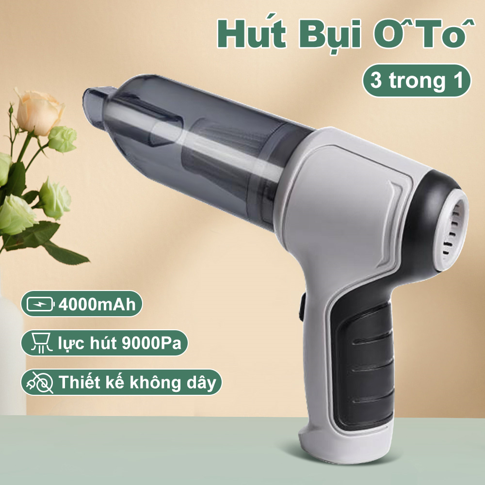 Máy hút bụi cầm tay mini không dây cao cấp 3 trong 1, vừa hút vừa thổi bụi công suất lớn, sạc pin tiện dụng