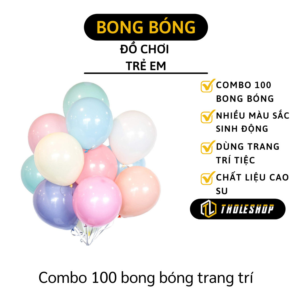 Bong bóng trang trí sinh nhật - Combo 100 bong bóng cao su nhiều màu sắc trang trí tiệc