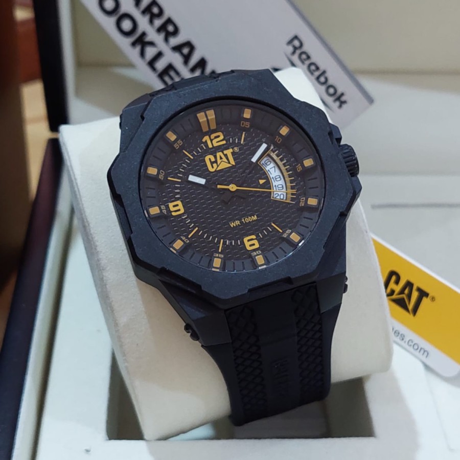 JAM TANGAN PRIA CATERPILLAR CAT LM.121.21.131 BLACK RUBBER ORIGINAL