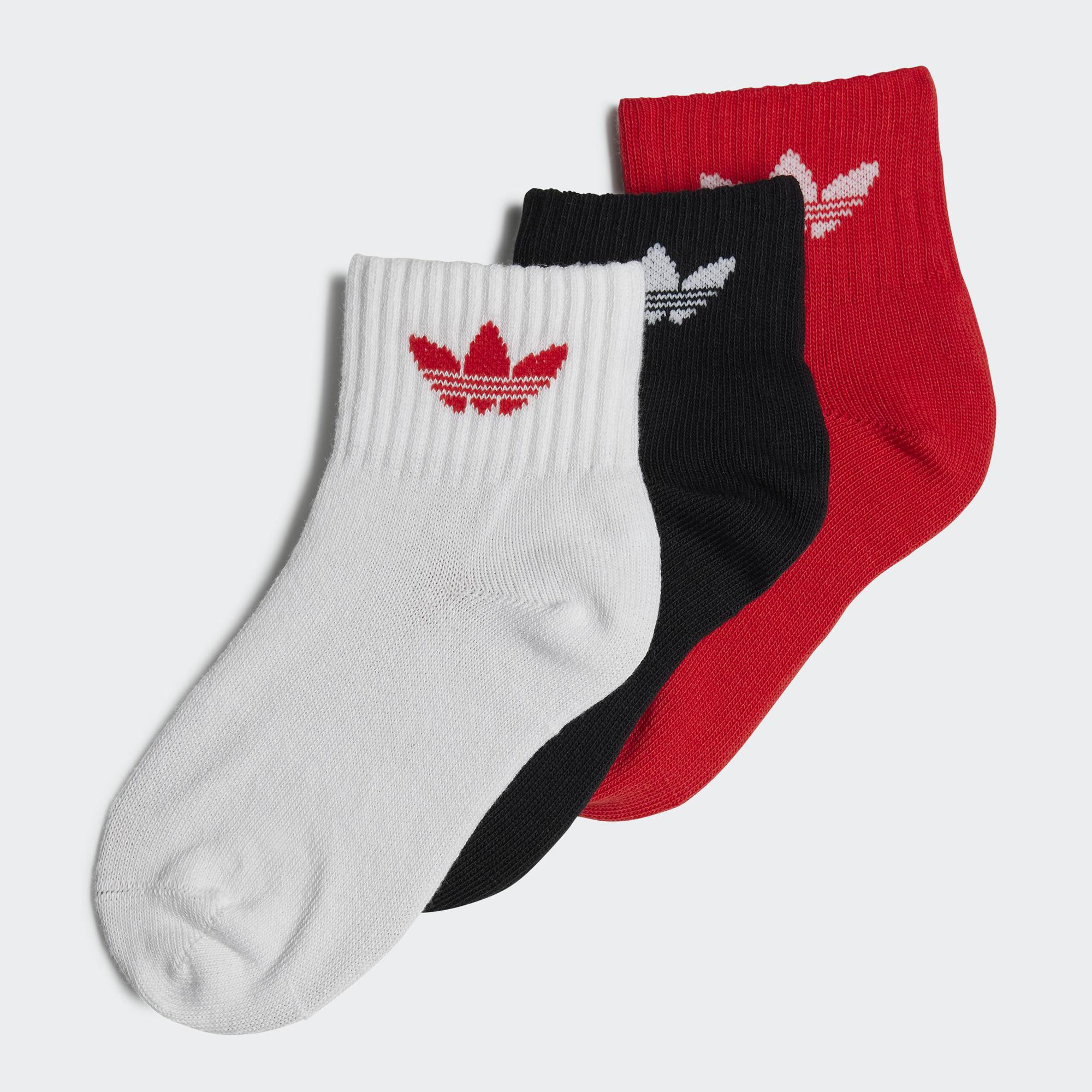 adidas Phong cách sống Bộ 3 Đôi Tất Ngang Cổ Chân Trẻ em trắng IB9295