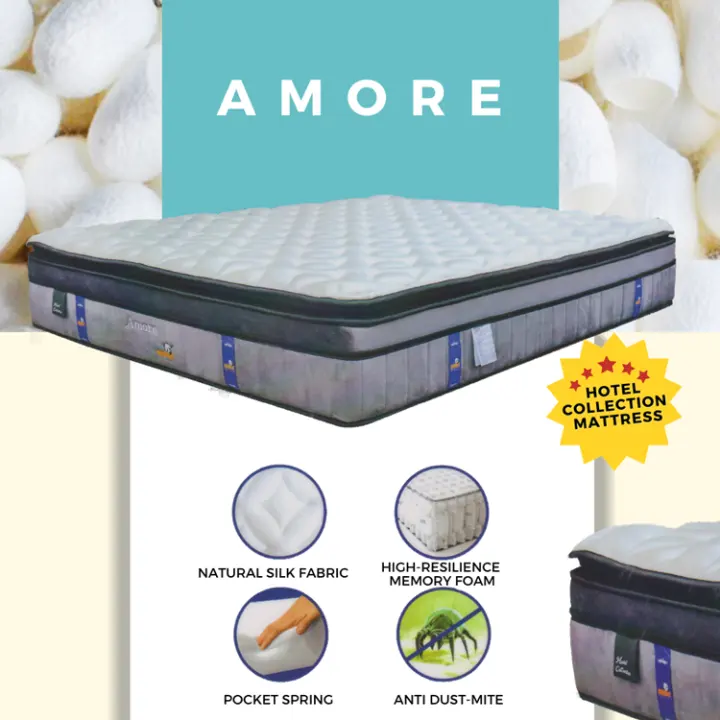Comfort Spring Amore Mattress 12 Natural Silk Fabric High Resilience Foam Pocket Spring Lazada Singapore