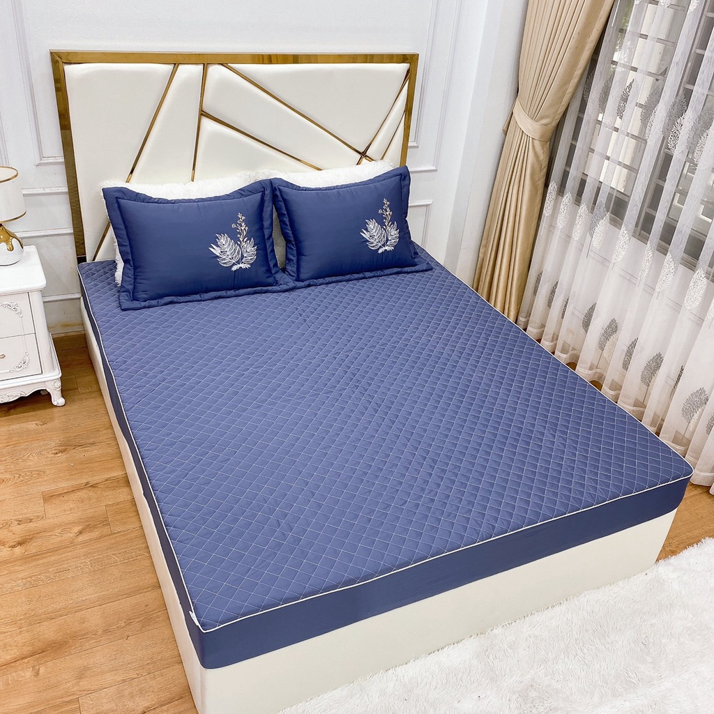 Bộ ga chun trần và 2 vỏ gối nằm phi lụa cao cấp