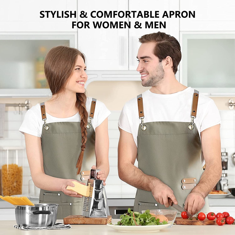 Chef Apron-Cross Back Apron for Men Women,Cooking Aprons with ...
