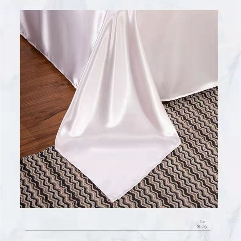 【Summer Ice Silk Bed Sheet + Pillowcase】Summer Bed Sheet Pillowcase Set , Summer smooth bed sheets, Cool ice silk Bed sheets, soft and comfortable, Thin bed sheets, Size: single / queen / king