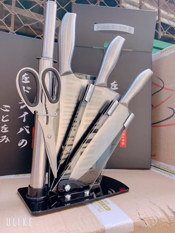 BỘ DAO LÀM BẾP NHẬT BẢN SEKI 5 MÓN LÀM TỪ THÉP KHÔNG GỈ , HÀNG CAO CẤP BỘ DAO NHẬT BỘ DAO NHÀ BẾP ( CÓ KỆ ĐỂ DAO ) BẢO HÀNH 12 THÁNG