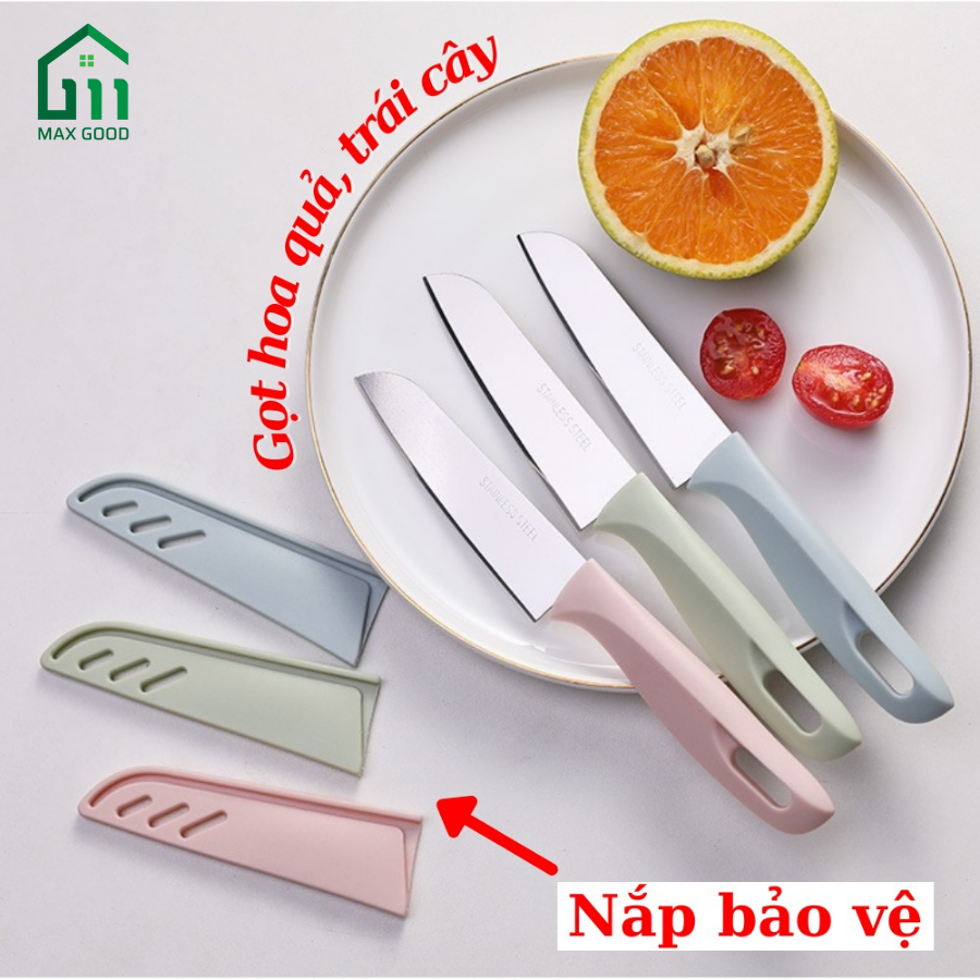 Dao gọt hoa quả chất liệu thép không gỉ có bao an toàn tiện dụng
