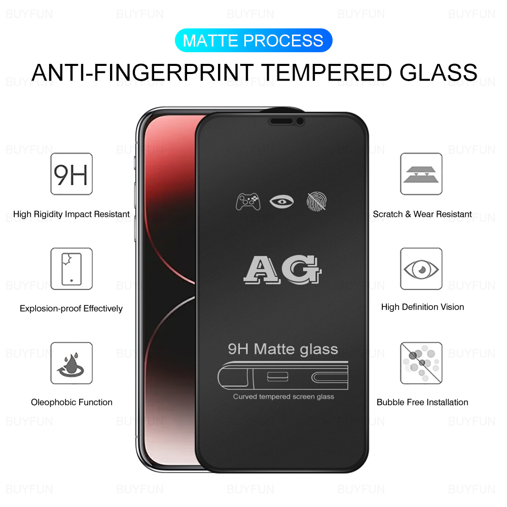2Pcs Ag Matte Frosted Tempered Glass For Apple iPhone 15 Pro Max Screen Protector iPhone15 Plus iPhone15Pro iPhone 15Pro 15ProMax 2023 Film Cover