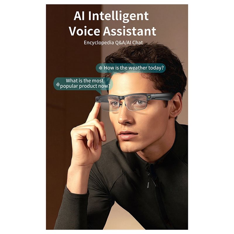 AI 4k Camera Smart Video Sound Recording Glasses Bluetooth Voice Call Music Translation Anti-Blue Light Smart Sunglasses.