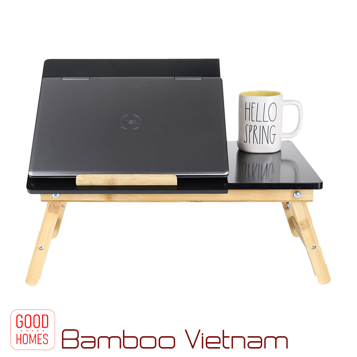 Bàn laptop để giường gấp gọn gỗ tre