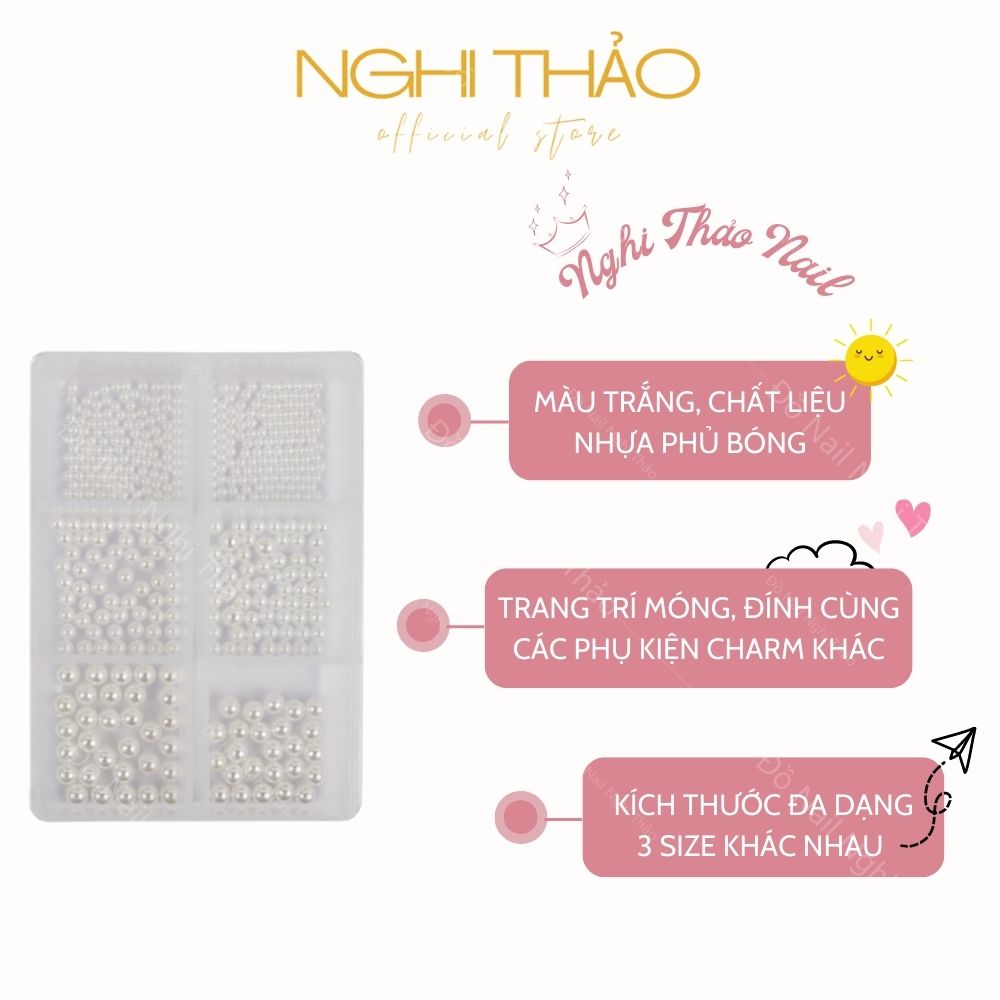 Ngọc trai nhựa nail set trang trí móng