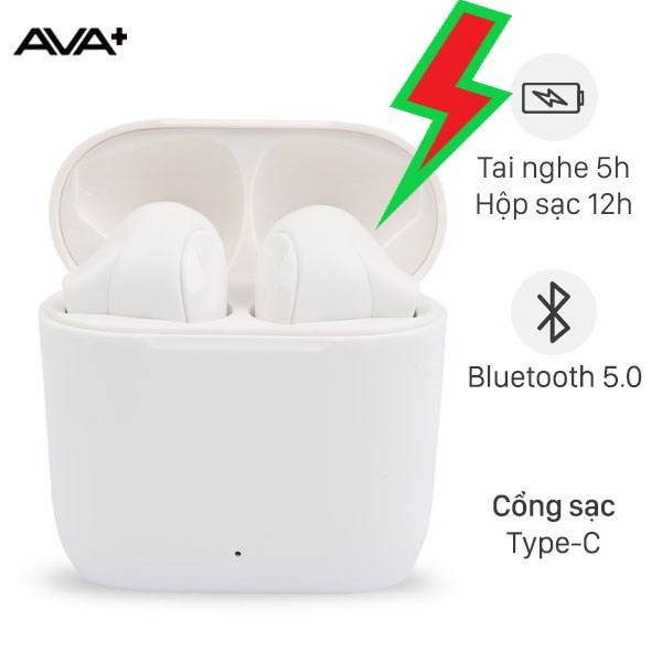 Tai nghe Bluetooth True Wireless AVA+ DS204A-WB Trắng