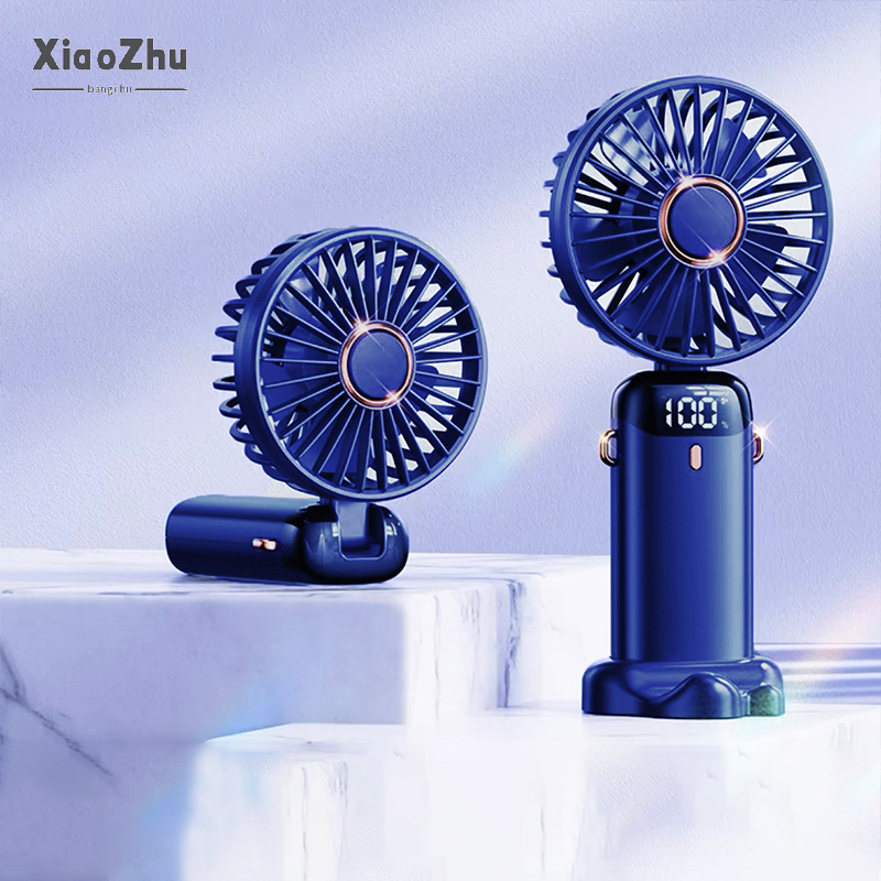 XiaoZhubangchu USB Handheld Fan Mini Portable Student Small Fan Digital Display Folding Aromatherapy Small Electric Fan