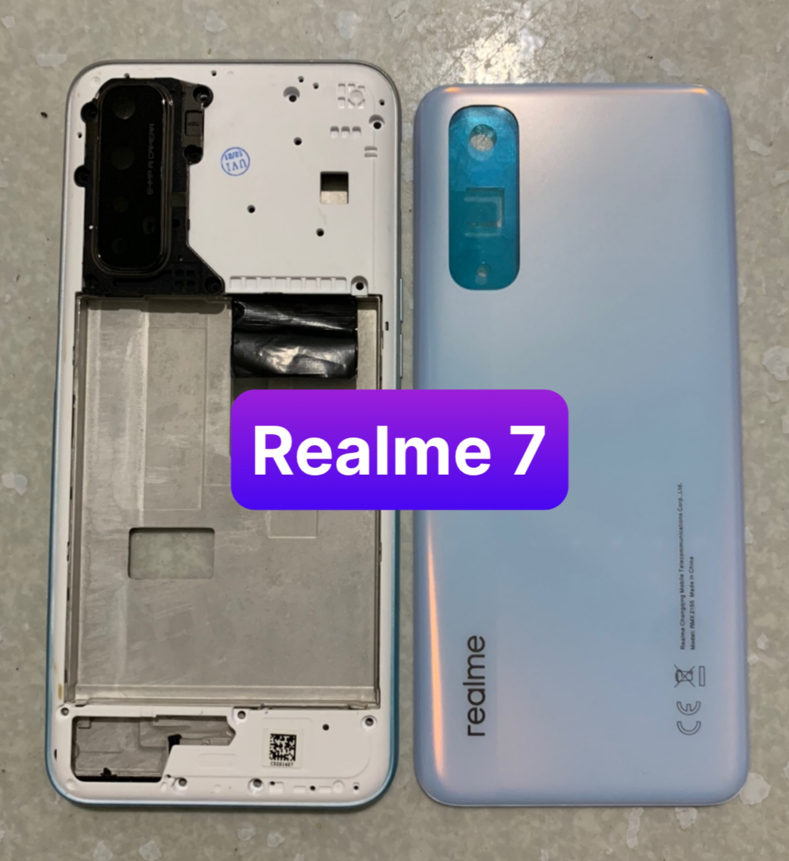 bộ xương vỏ Realme 7 ,kèm khay sim,phím,kính camera