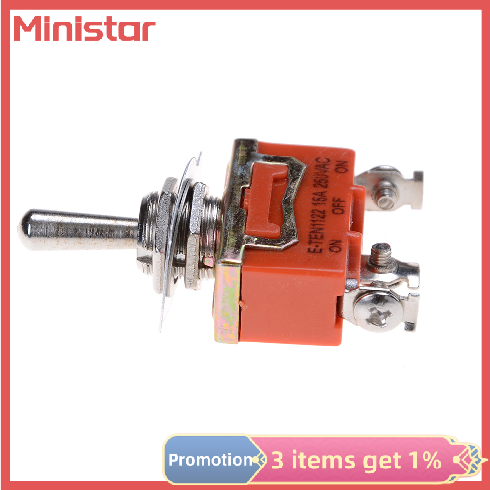 Ministar 3 terminals orange spdt locking toggle switch 250v 15a on-off-on