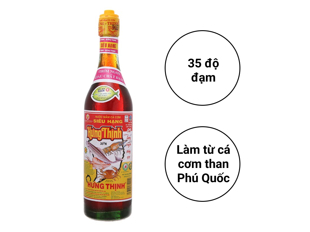 Nước mắm cá cơm siêu hạng Hưng Thịnh 35 độ đạm chai 620ml