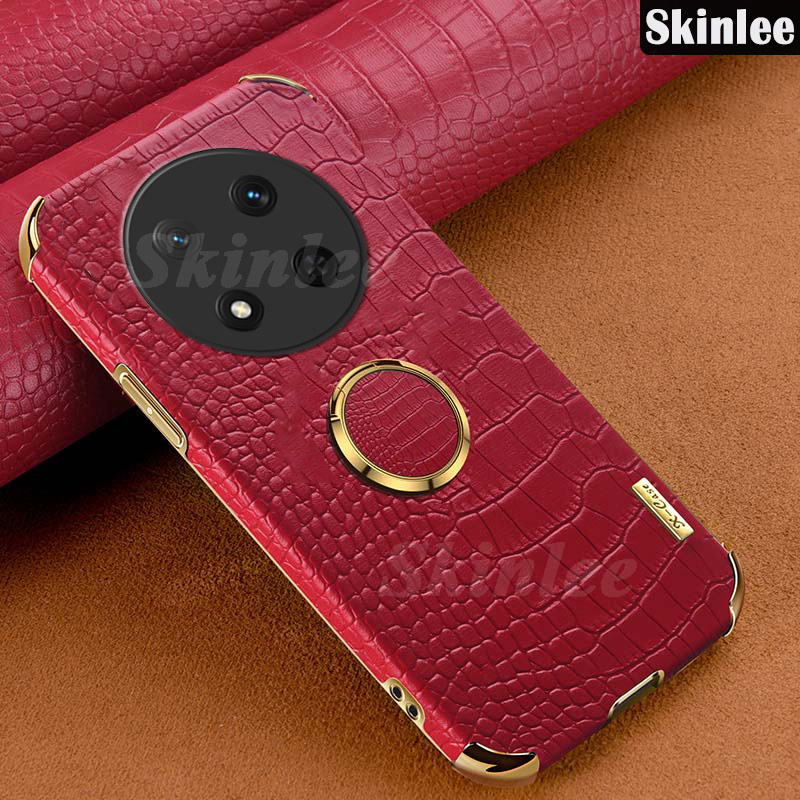 Phone case For Honor X9C Back cover Soft Case Luxury Carbon Crocodile Pattern Leather Car Navigation Holder Ring Cover For Honor X9C Cover cases. 