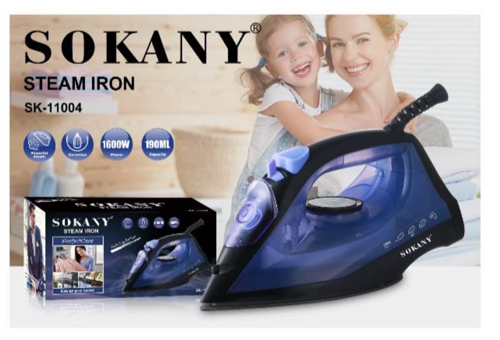 Sokany- Steam Iron 1600W 190ML SK-11004-BS. 