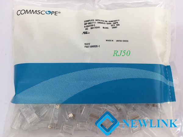 100 hạt mạng đầu bấm RJ50 10 chân đồng COMMSCOPE