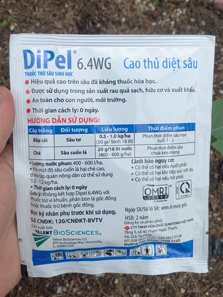 Thuốc trừ sâu sinh học Dipel 6.4WG 50g