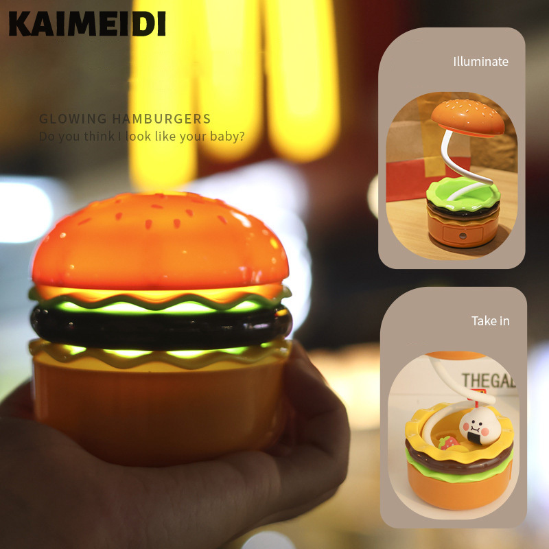 Đèn ban đêm Hamburger kaimeidi, gọt bút chì, đèn ban đêm đèn ngủ LED để lưu trữ Đèn bàn tâm trạng