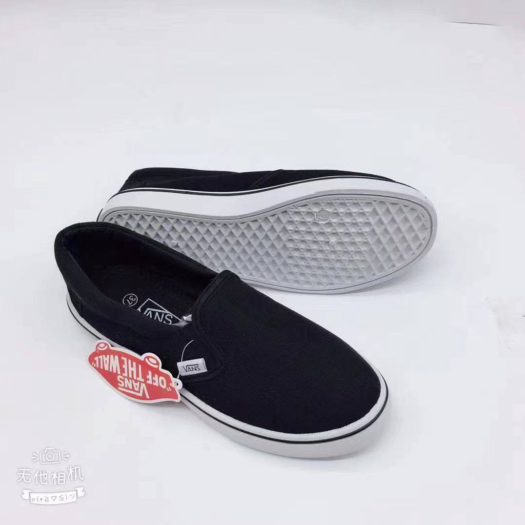 CHIC VANS checkerboard slip-on canvas shoes for women