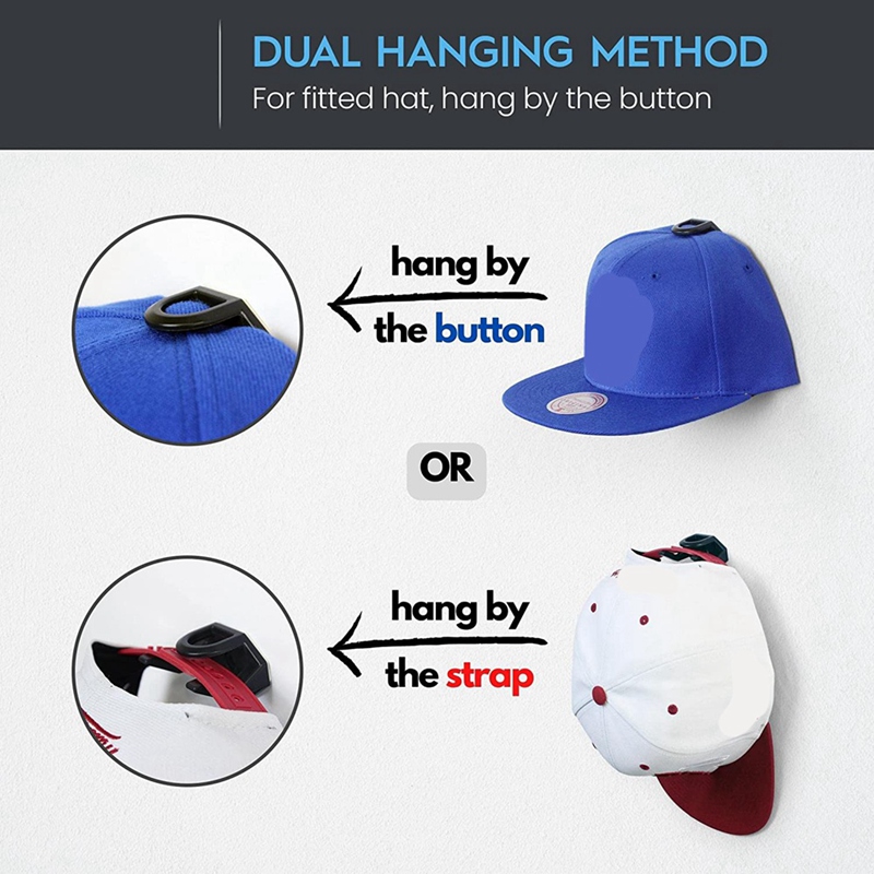 Modern JP Adhesive Hat Hooks for Wall-Hat Rack for Baseball Caps, Minimalist Hat Display