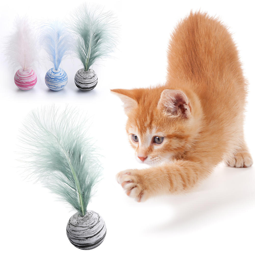 Cat Toy Feather Ball Star Ball Interactive Plush Toy Pet Supply