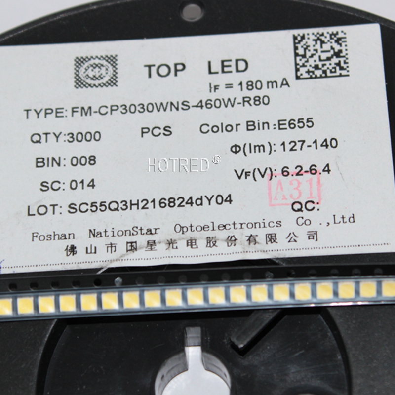 【UrbanNomad】100-1000PCS Nation Star 3030 LED lamp beads 1W 6V LCD TV Backlight Cold White 140lm 180mA for TV Diode 3.0*3.0mm top quality. 