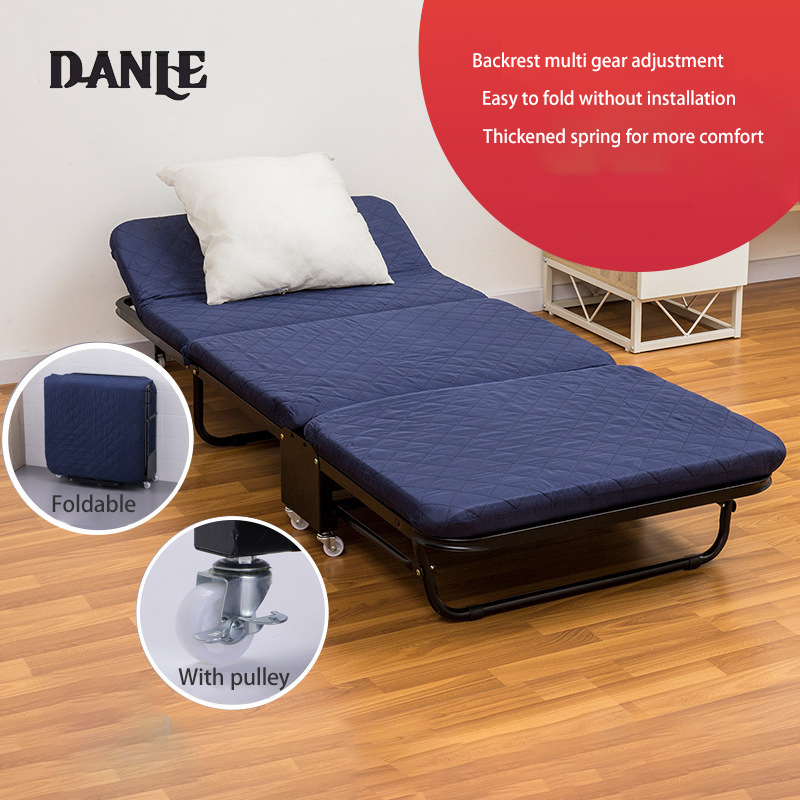 Three-fold portable folding bed thickened folding sponge bed simple accompanying bed mobile single lunch break bed