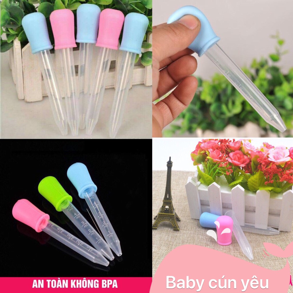 Combo 2 ống hút sữa/bón thuốc cho bé có vạch chia 5ml