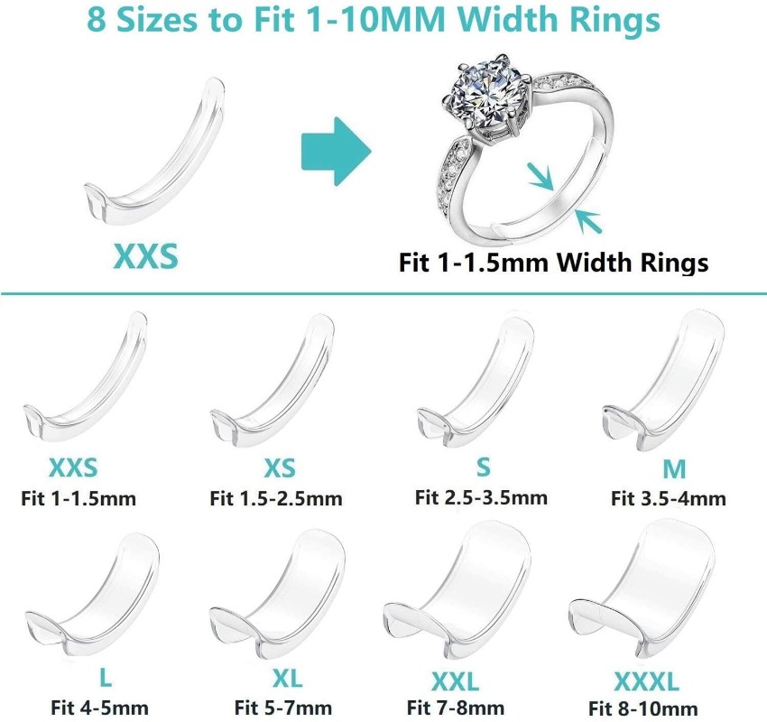 8 cái/Bộ điều chỉnh kích thước vòng cho nhẫn rộng vô hình rõ ràng thước đo nhẫn với 8 kích cỡ rõ ràng thước đo Nhẫn resizer