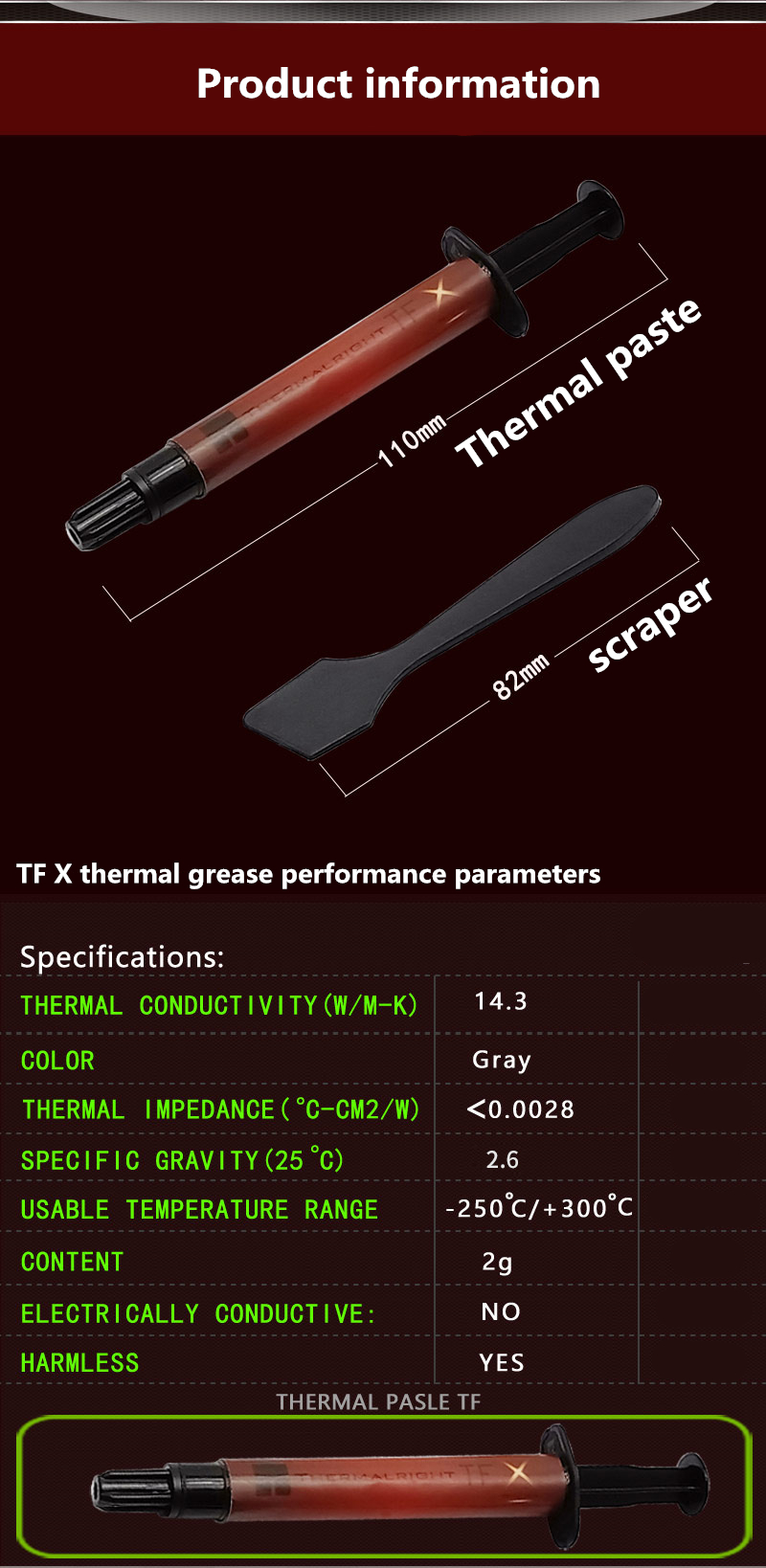 Mỡ Nhiệt Thermalright TFX Mỡ Nhiệt Máy Tính Xách Tay Máy Tính Để Bàn Mỡ Silicon Dẫn Nhiệt 14.3