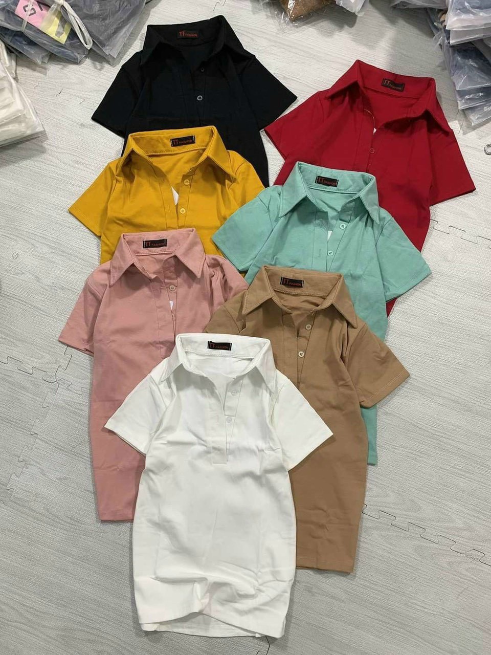 Áo thun cổ bẻ ngắn tay phối nút cute ttkxa0323