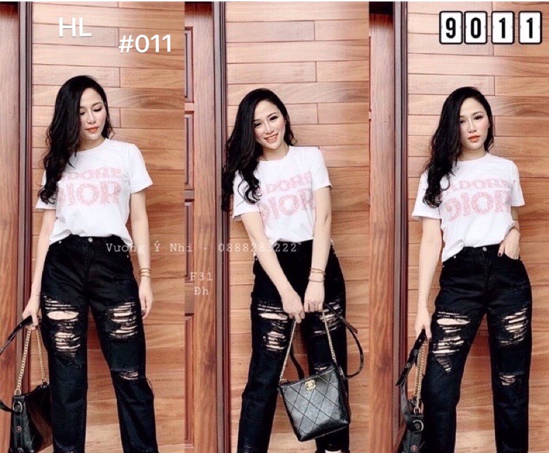 Quần jean baggy đen rách siêu đỉnh